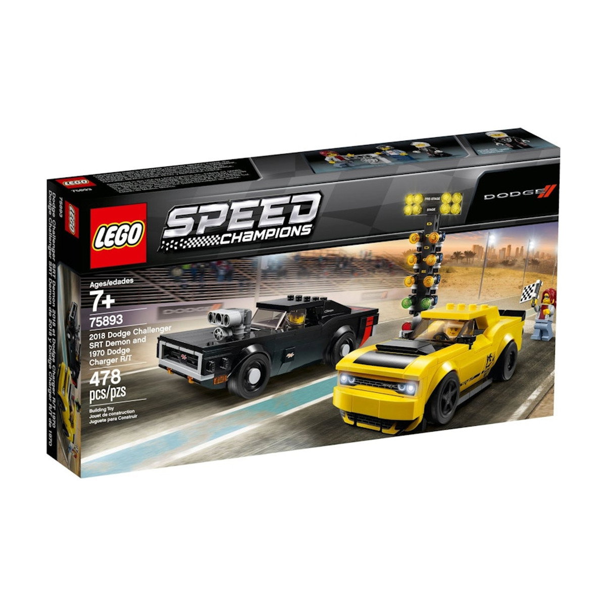 LEGO Speed Champions 2018 Dodge Challenger SRT Demon and 1970 Dodge Charger R/T Set 75893