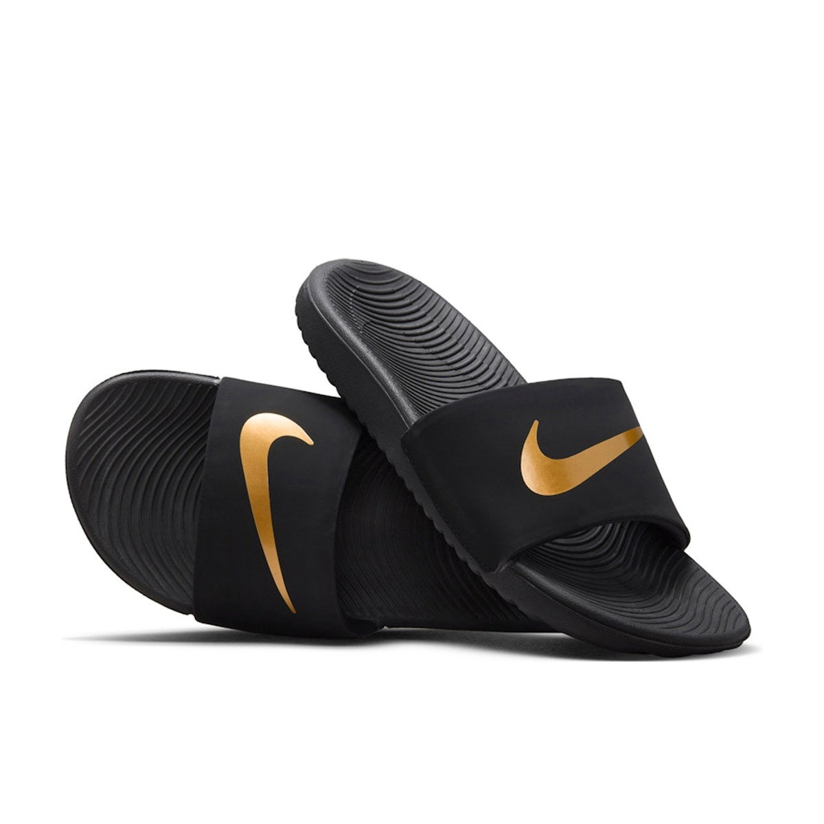 Nike Kawa Slide Black Metallic Gold GS