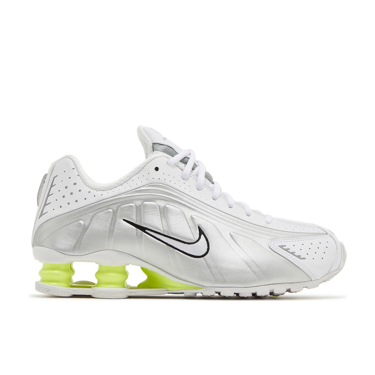 Nike Shox R4 White Metallic Silver Volt Womens