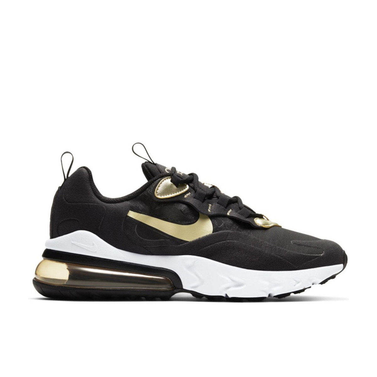Nike Air Max 270 React Black Metallic Gold Star GS