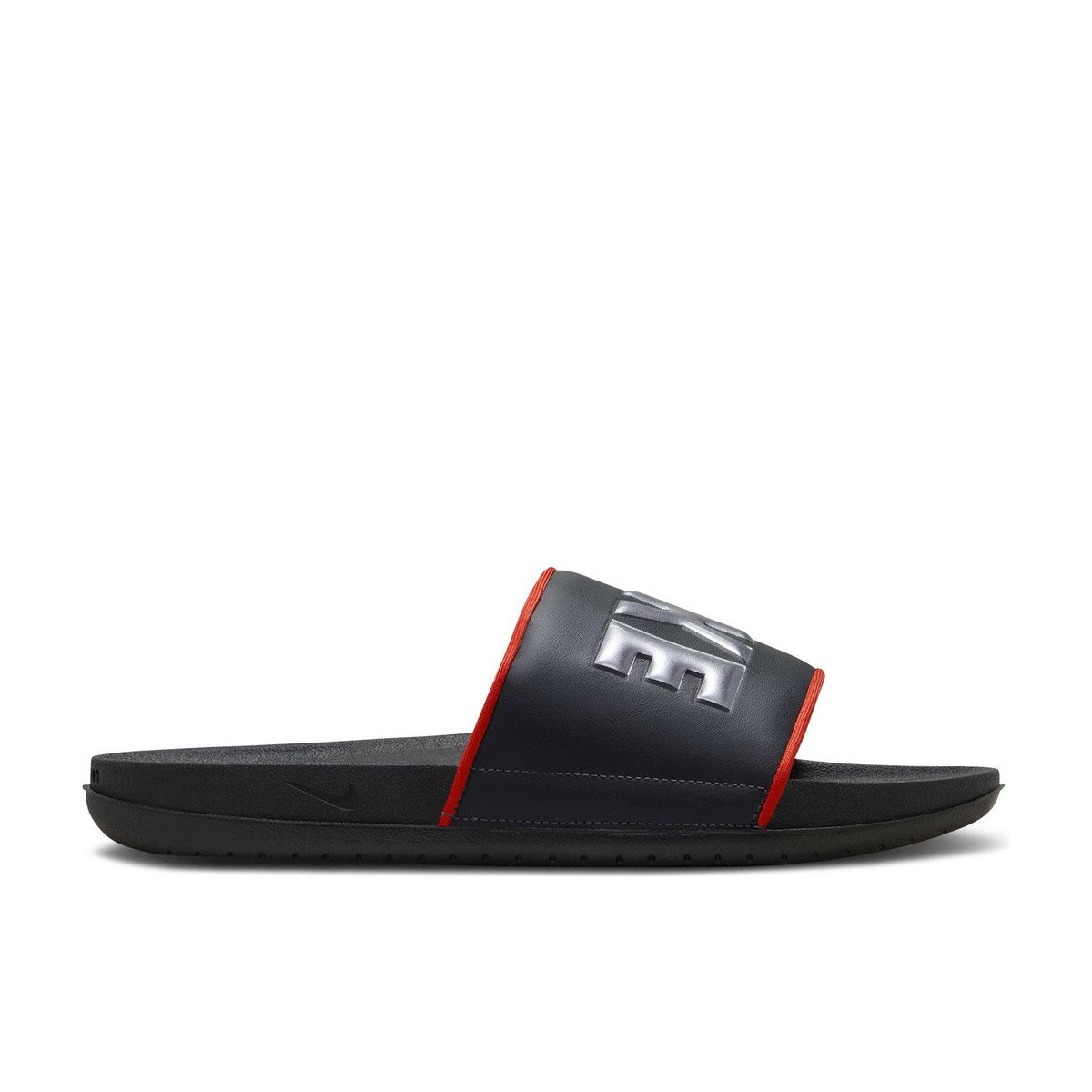 Nike Offcourt Slide Dark Smoke Grey Picante Red Black Metallic Dark Grey