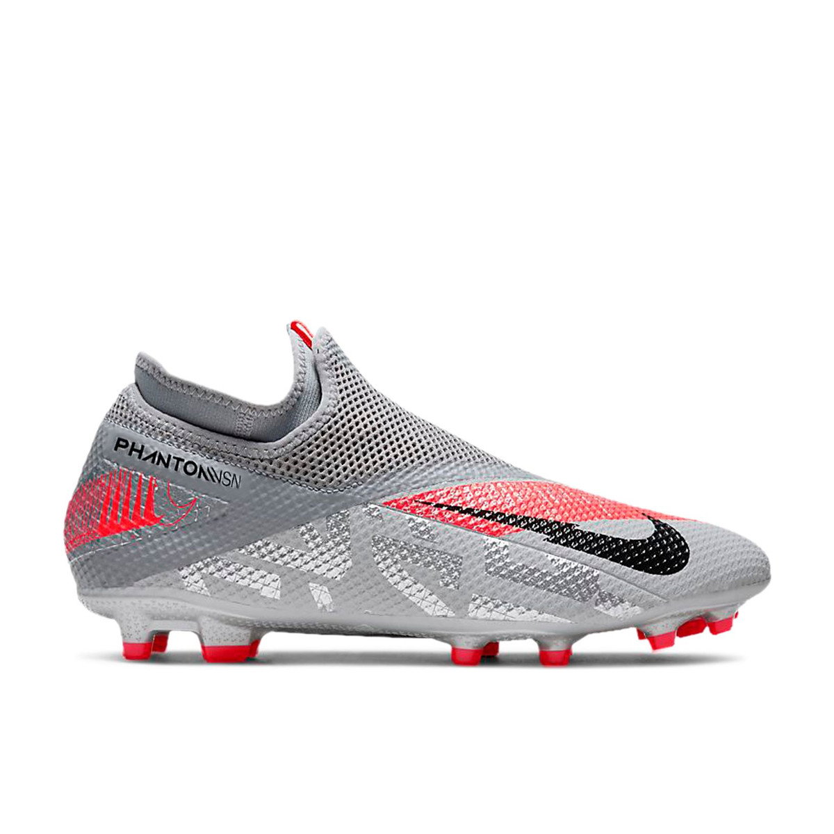 Nike Phantom Vision 2 Academy Dynamic Fit MG Metallic Grey Crimson