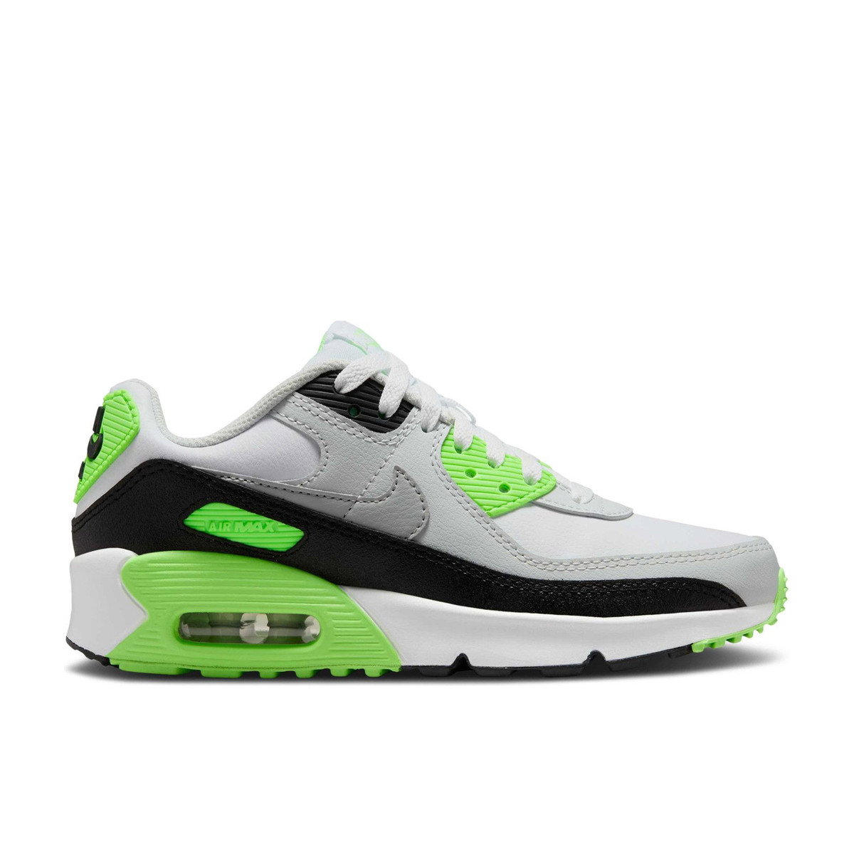 Nike Air Max 90 LTR White Photon Dust Lime Blast Light Smoke Grey GS