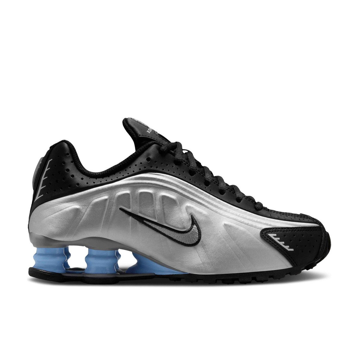 Nike Shox R4 Metallic Silver Black Psychic Blue GS