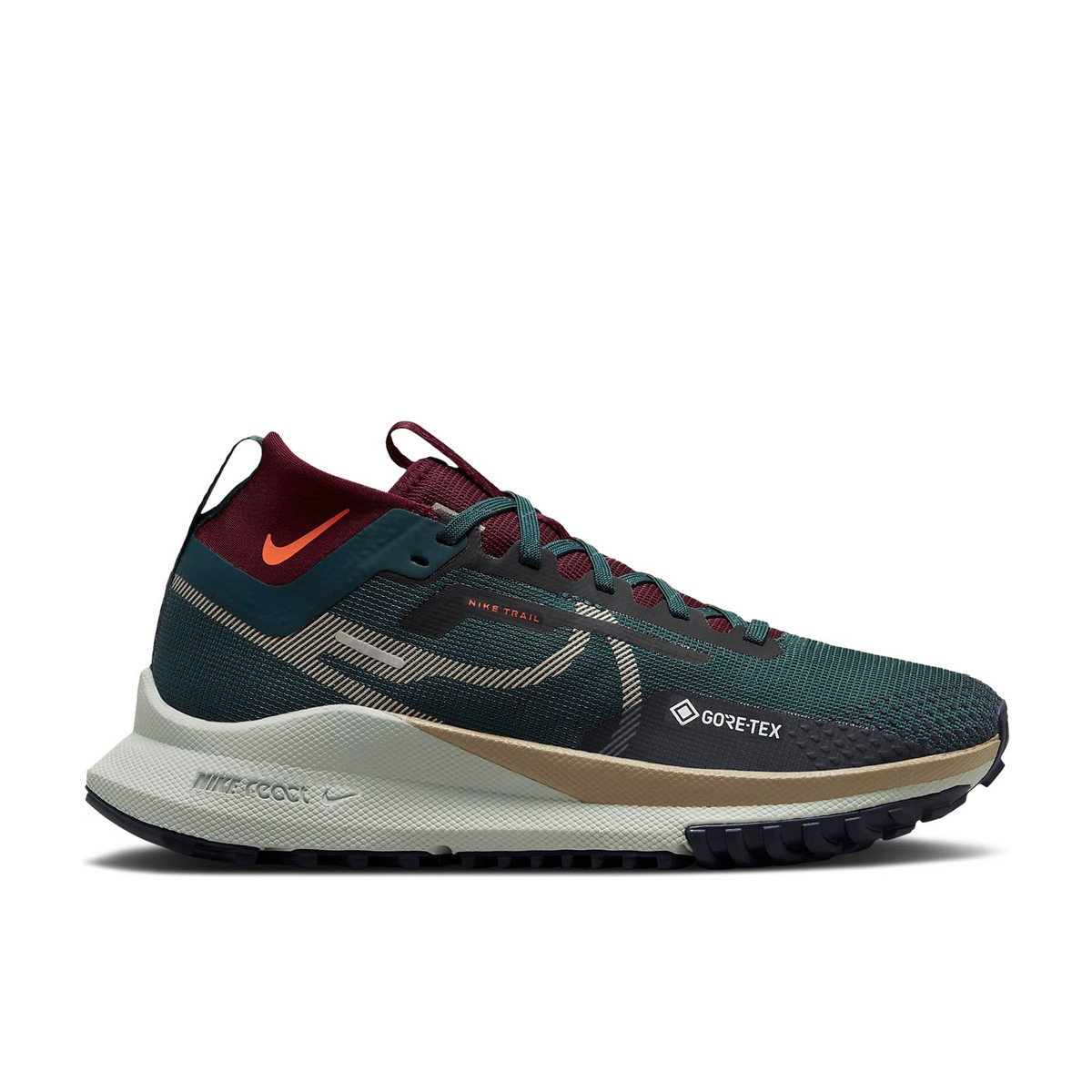 Nike React Pegasus Trail 4 Gore-Tex Deep Jungle Night Maroon Ashen Slate Khaki Womens