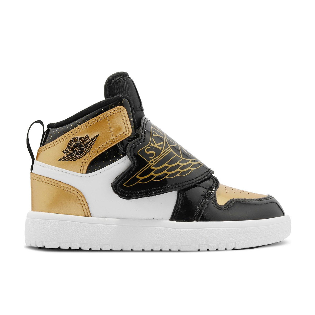 Sky Air Jordan 1 Mid Black Metallic Gold White PS