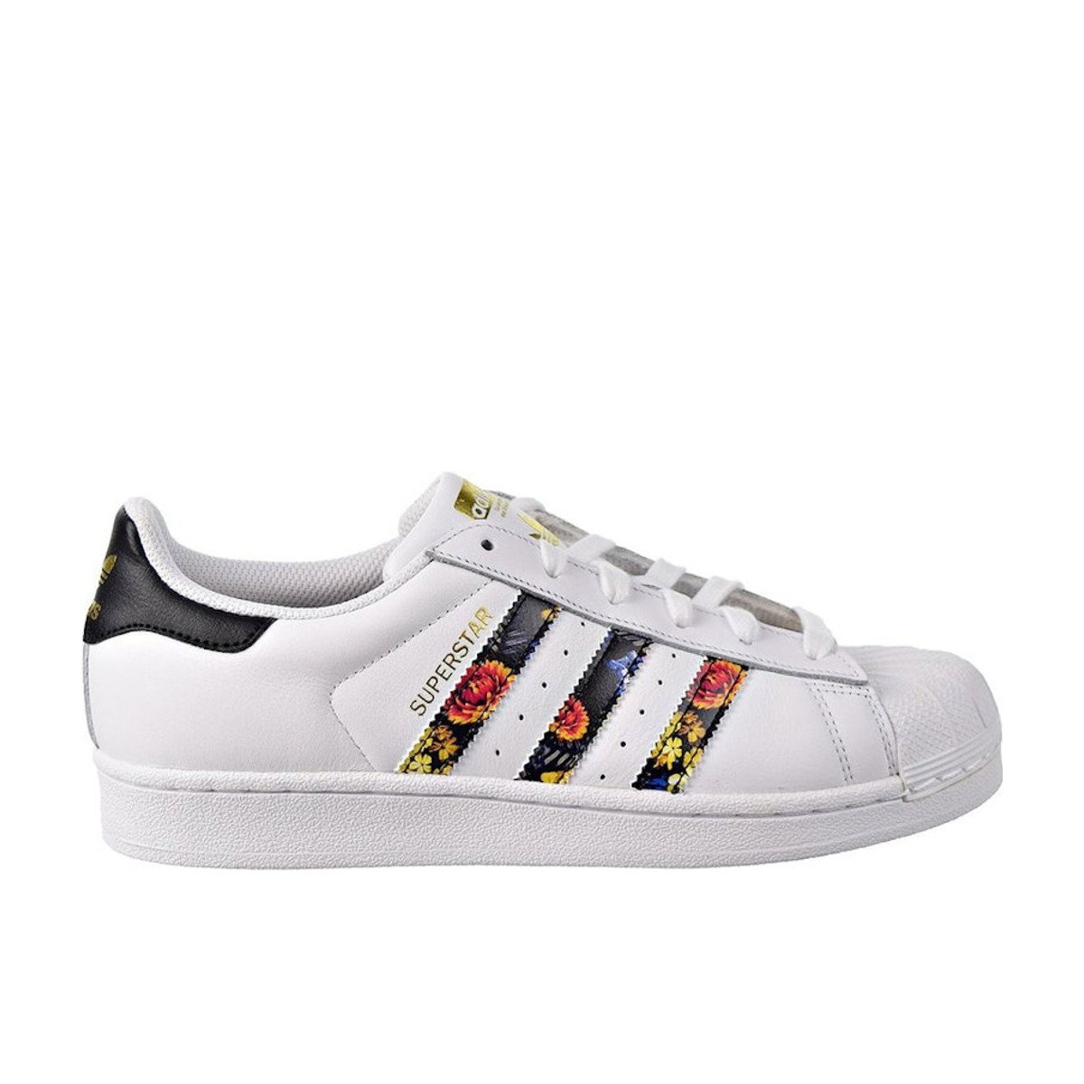 Adidas Superstar White Black Foral Stripes Womens