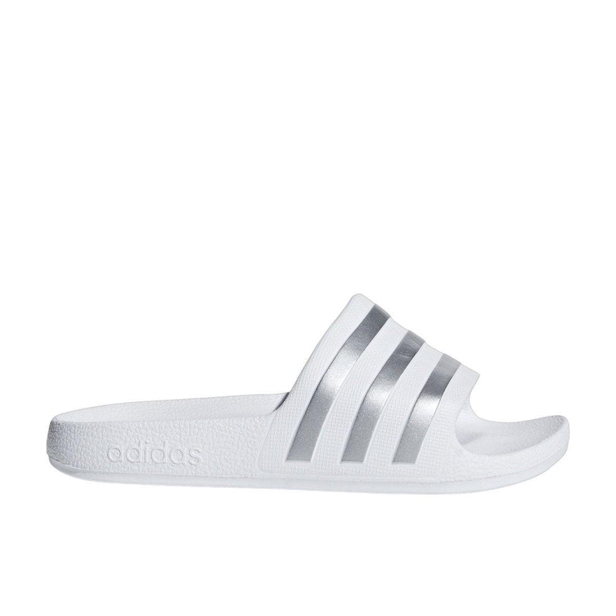 Adidas Adilette Aqua Slides Cloud White Silver Metallic GS