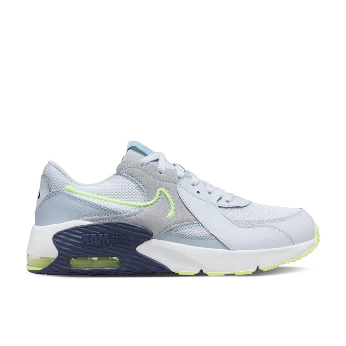 Nike Air Max Excee Football Grey Light Armory Blue Midnight Navy Barely Volt GS