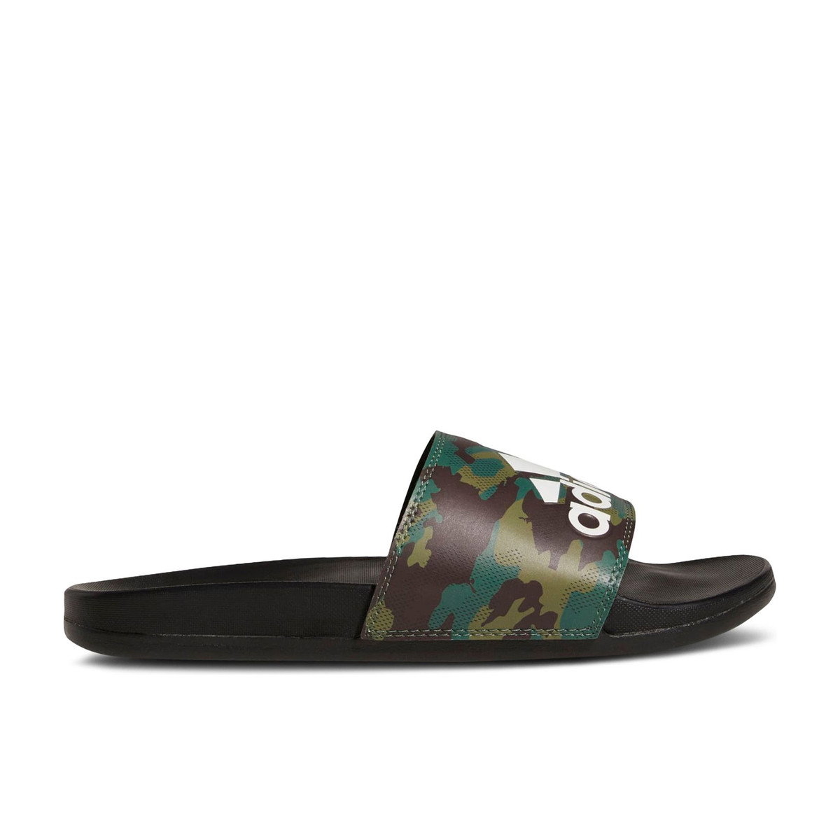 Adidas Adilette Comfort Slides Camo Core Black Cloud White