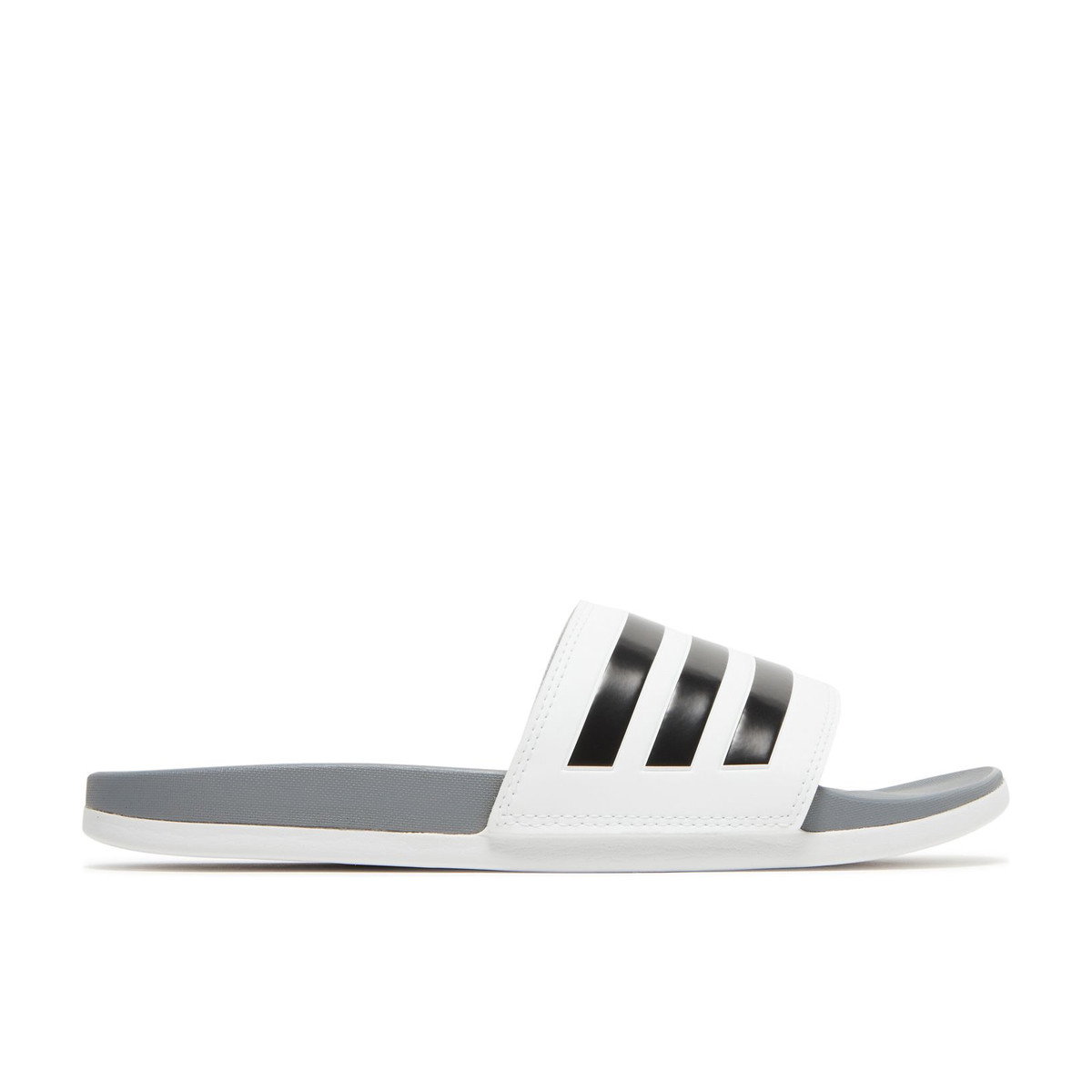 Adidas Adilette Comfort Slides Cloud White Core Black Grey Three