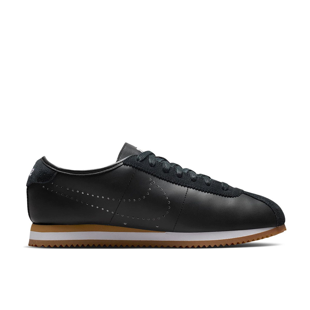 Nike Cortez Leather Black White Gum Perforated Swoosh Womens