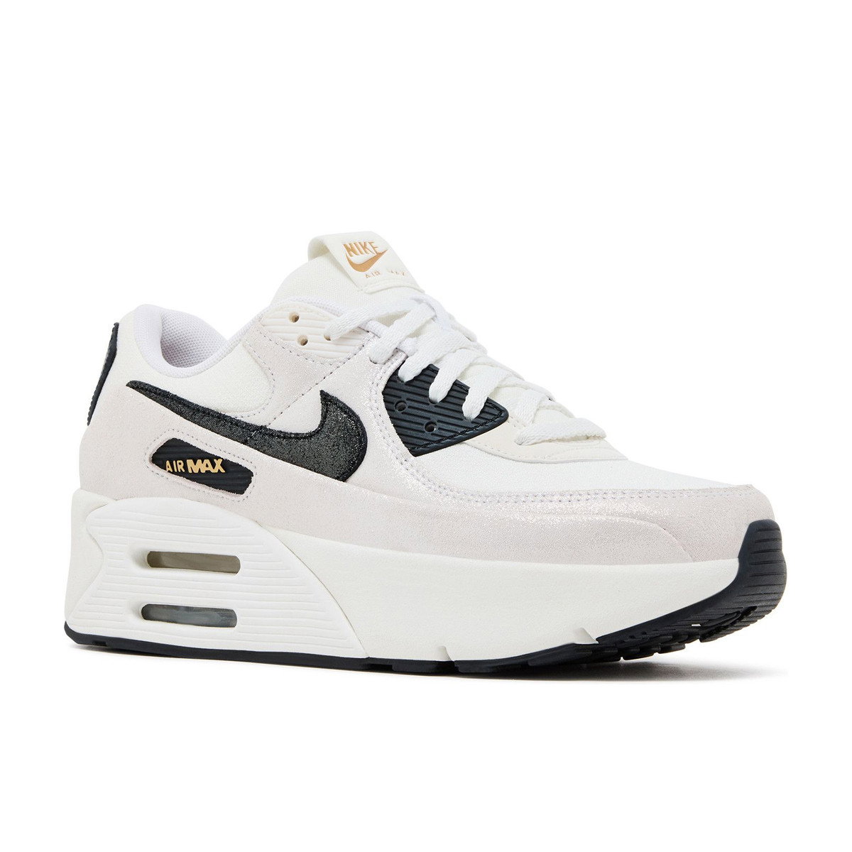 Nike Air Max 90 LV8 White Metallic Gold Black Womens