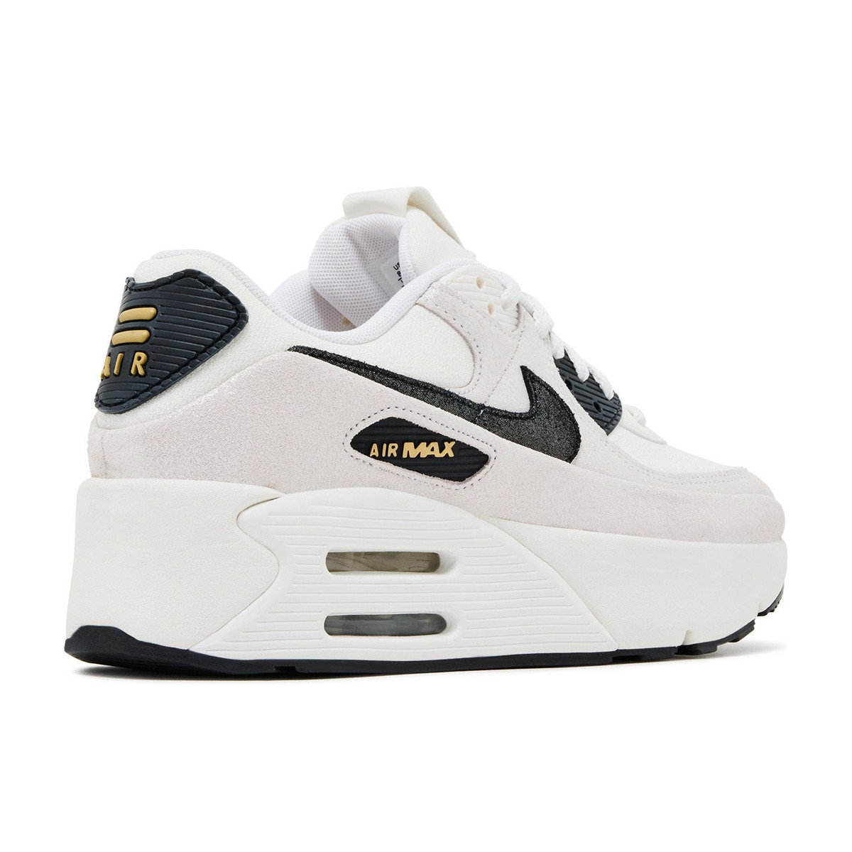 Nike Air Max 90 LV8 White Metallic Gold Black Womens