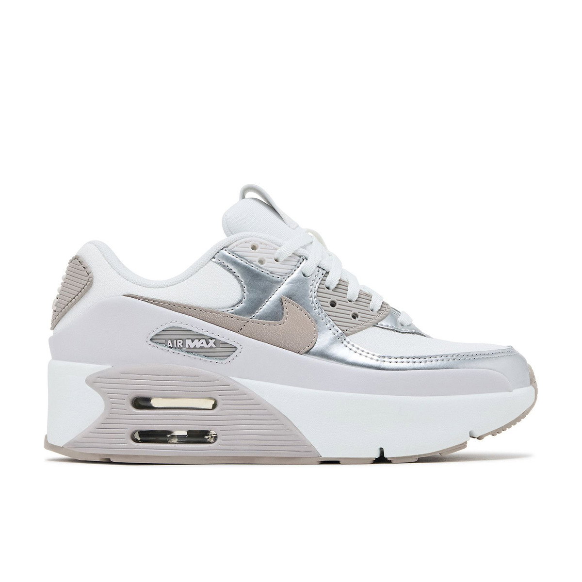 Nike Air Max 90 LV8 Summit White Vast Grey Metallic Platinum College Grey Womens