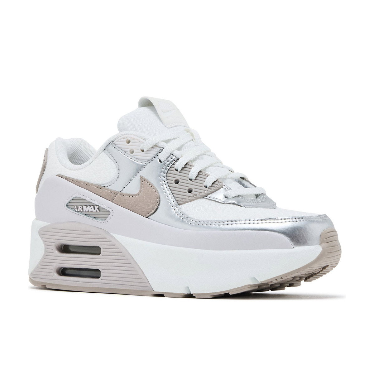 Nike Air Max 90 LV8 Summit White Vast Grey Metallic Platinum College Grey Womens