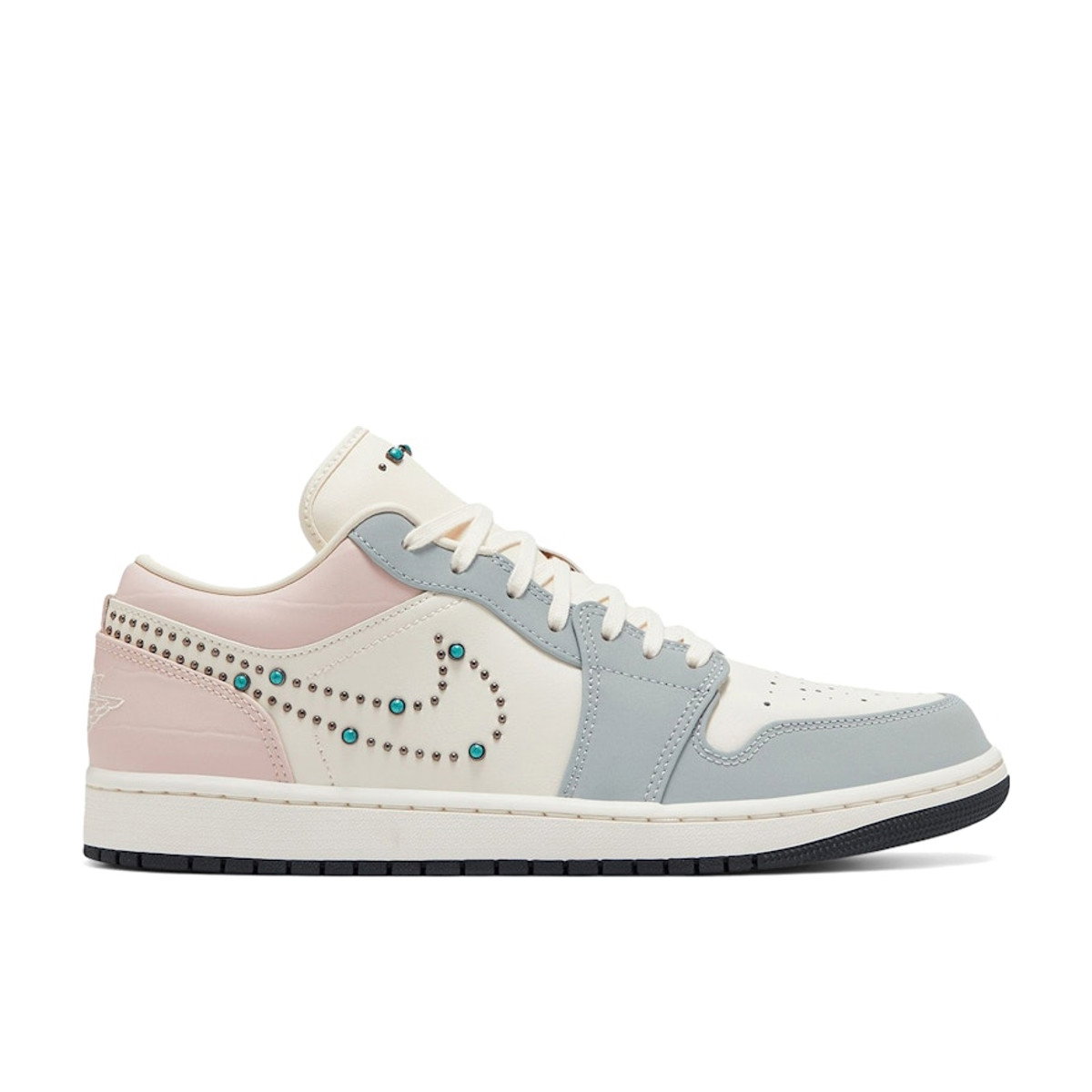 Air Jordan 1 Low Soft Pearl Gem Studded Swoosh Womens