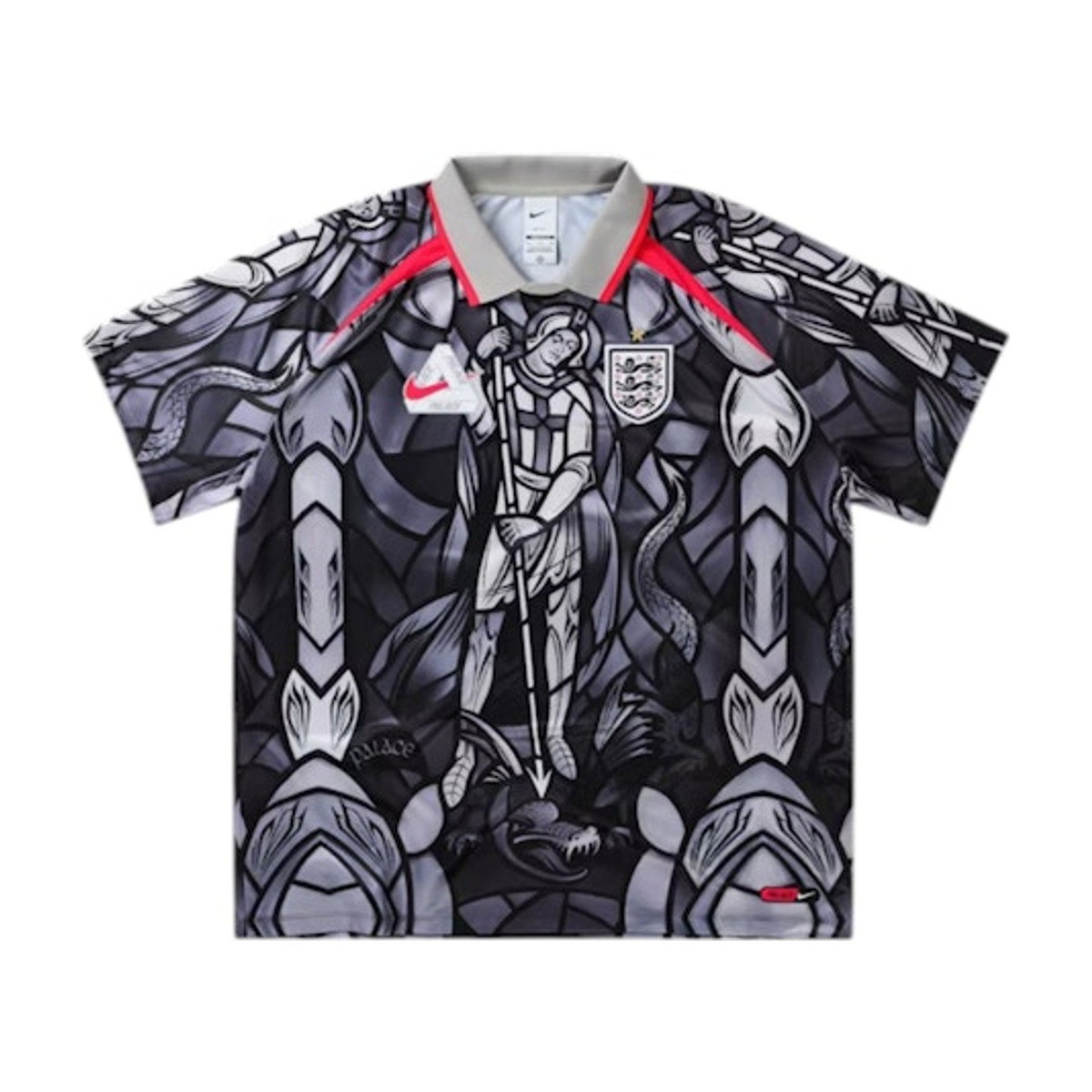 Palace x Nike England Dri-FIT Football Jersey Pewter Grey Bright Crimson