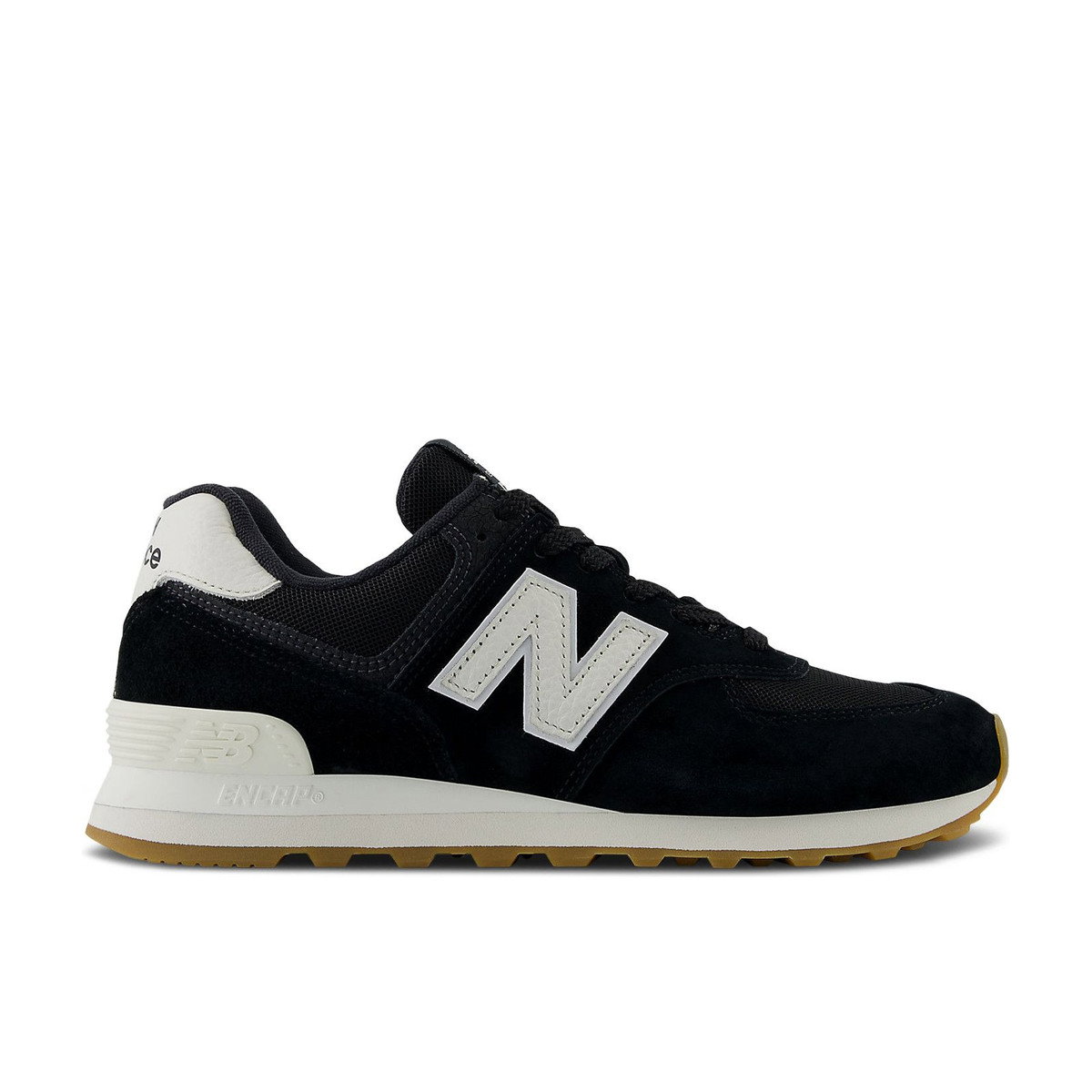 New Balance 574 Black White Gum Brown