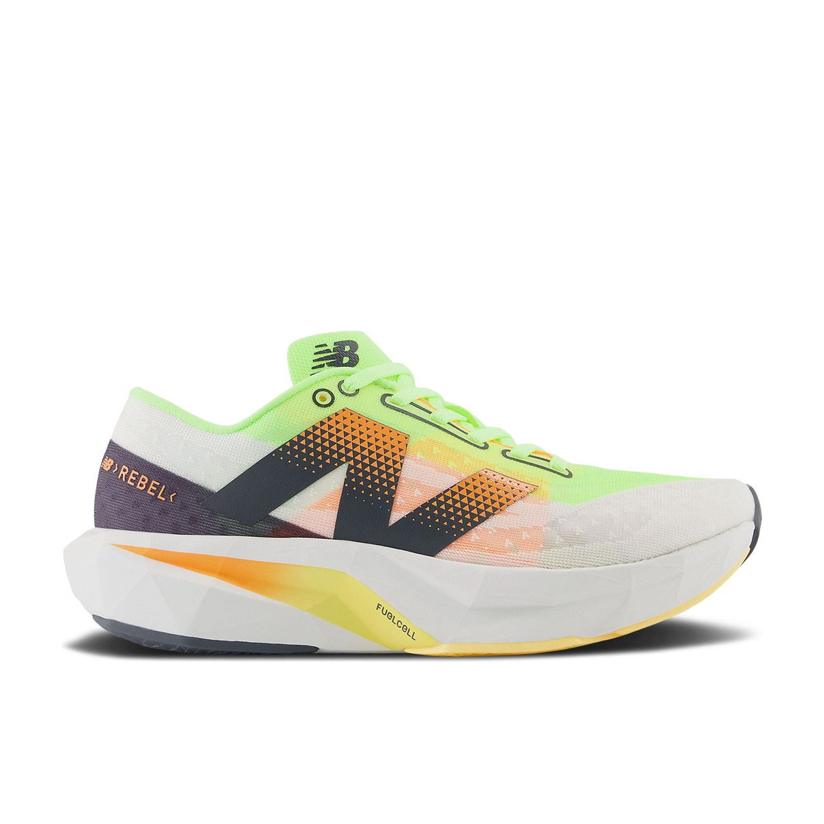 New Balance FuelCell Rebel v4 White Bleached Lime Glow Womens