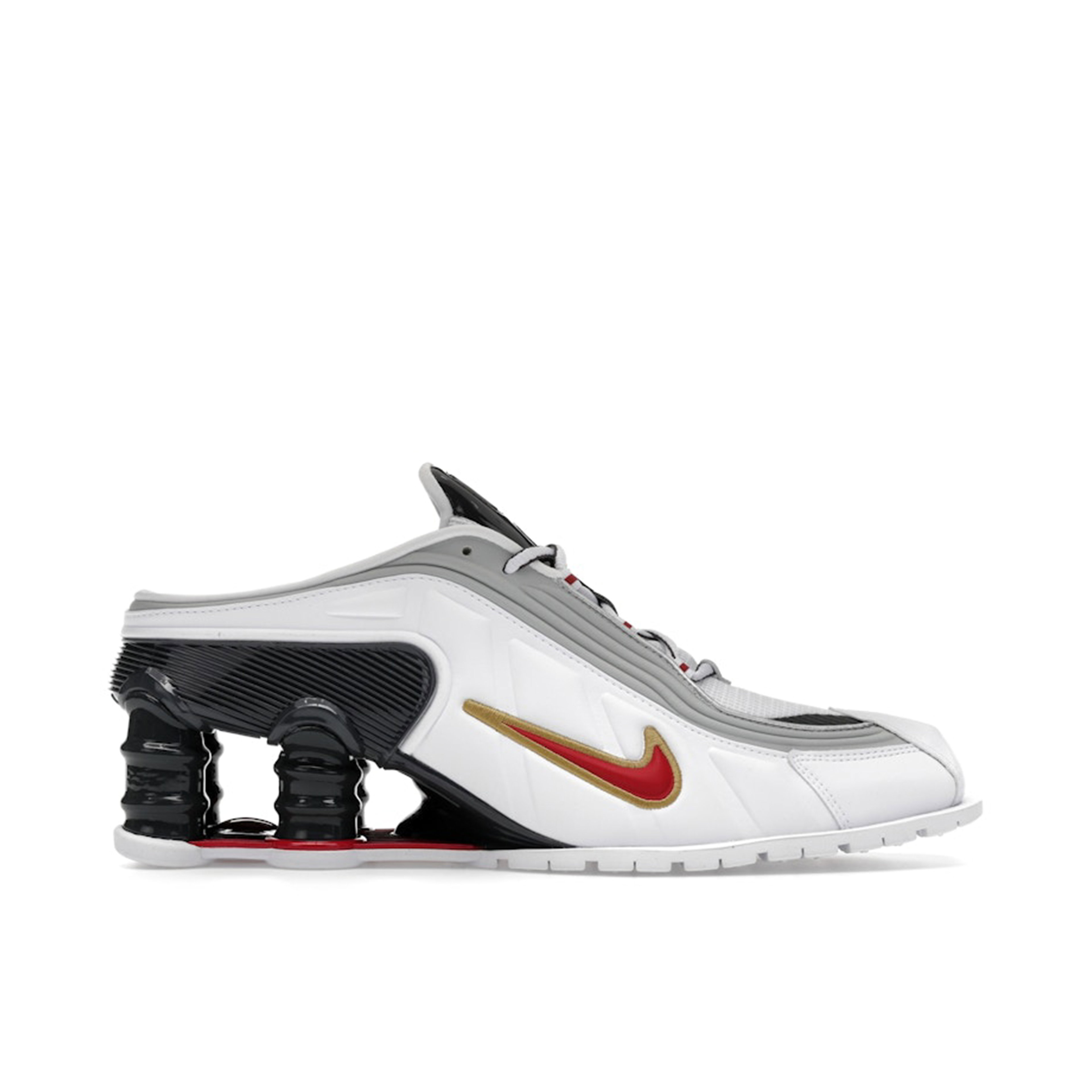 Nike Shox MR4 Mule Martine Rose Metallic Platinum Varsity Red Womens