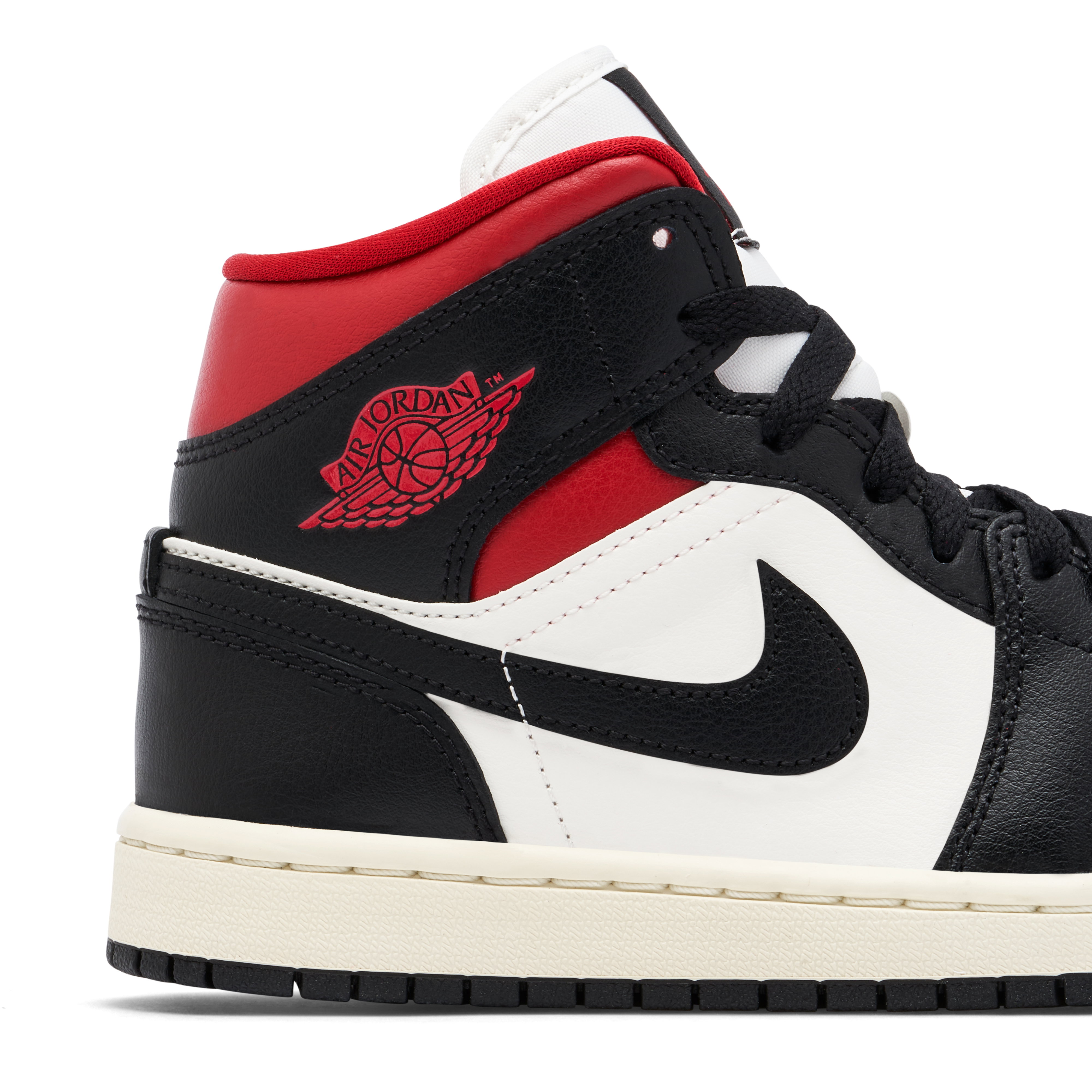 Air Jordan 1 Mid Black White Gym Red Womens | BQ6472-061 | Laced