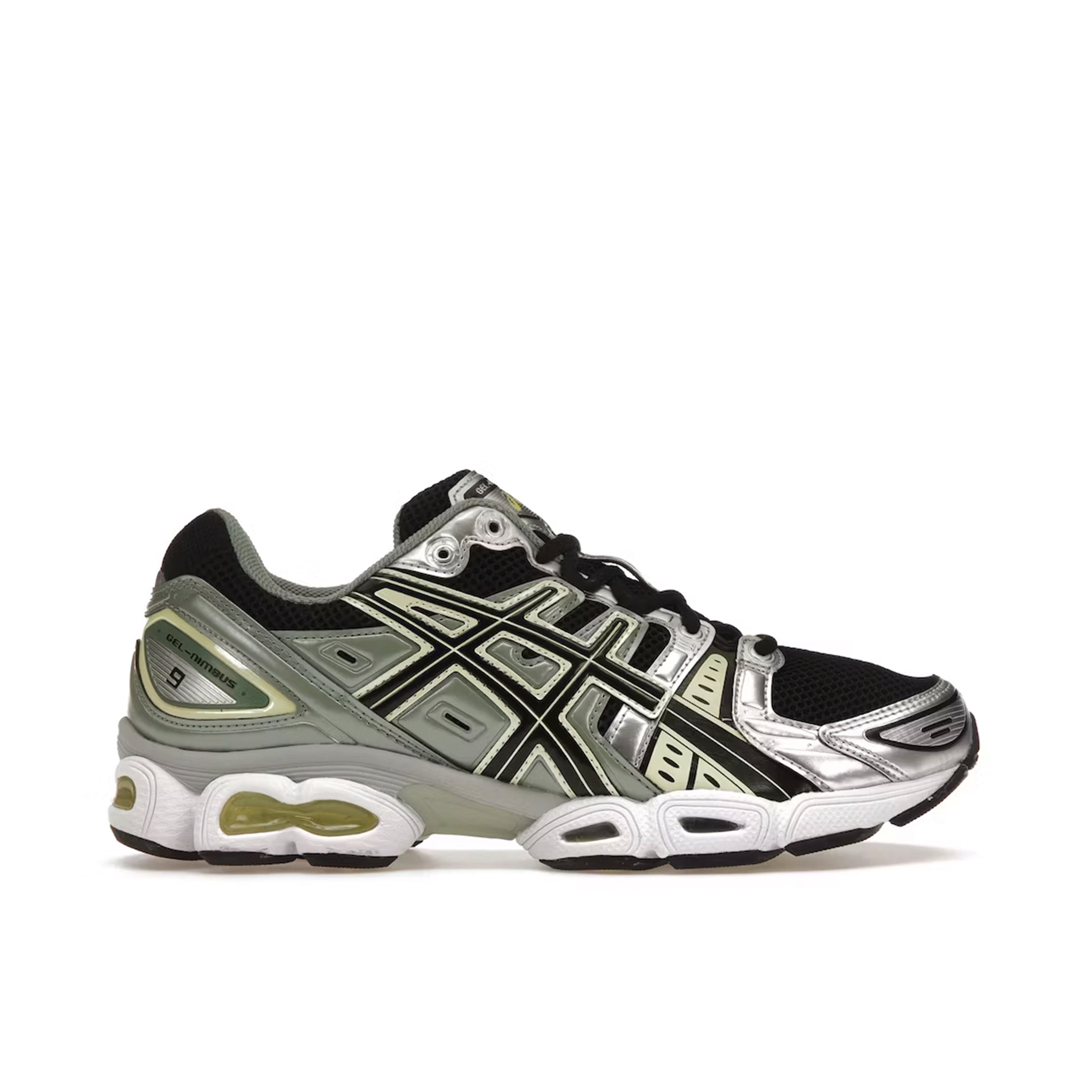 ASICS Gel-Nimbus 9 Black Green Yellow Silver | 1201A424-004 | Laced