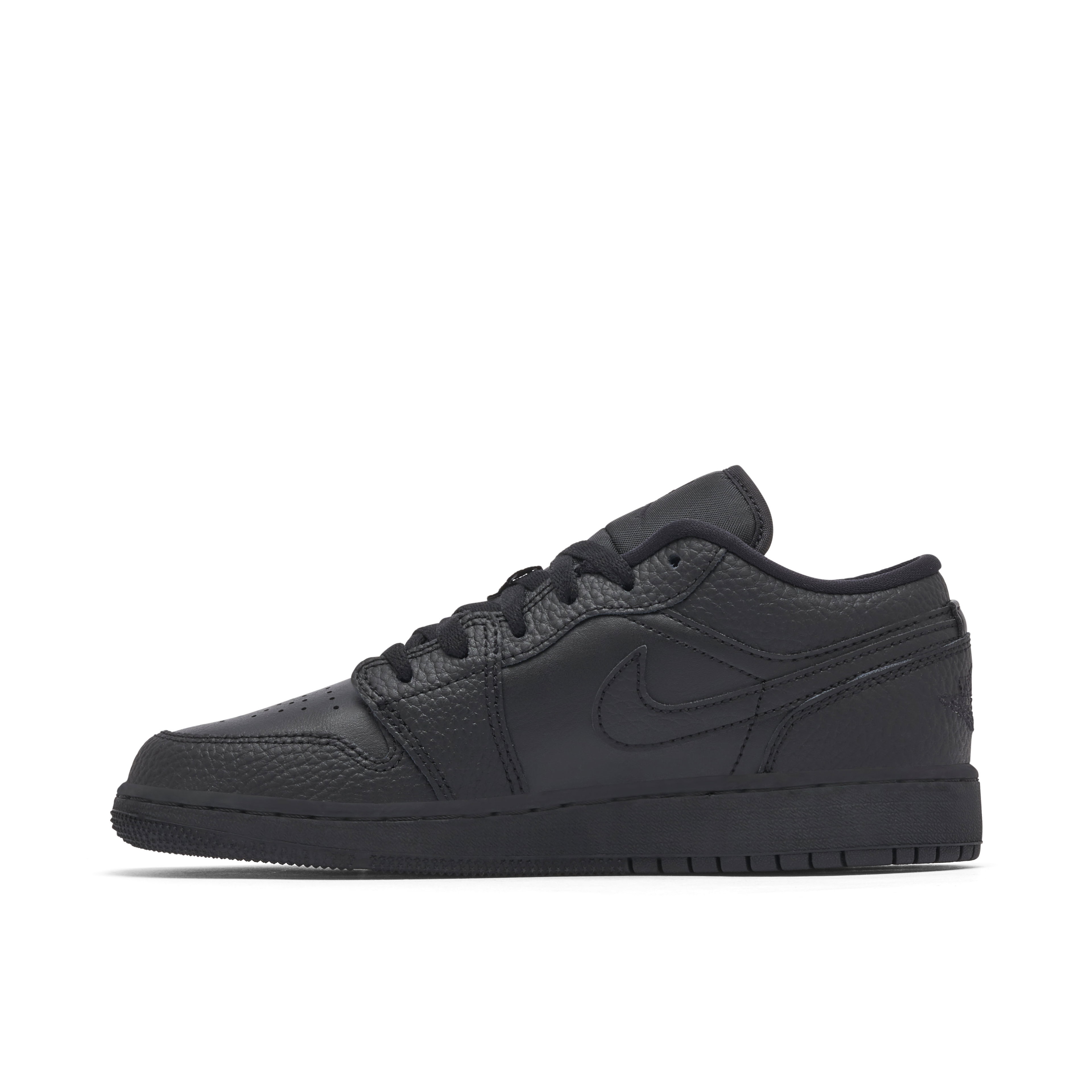 Air Jordan 1 Low Triple Black Tumbled Leather GS