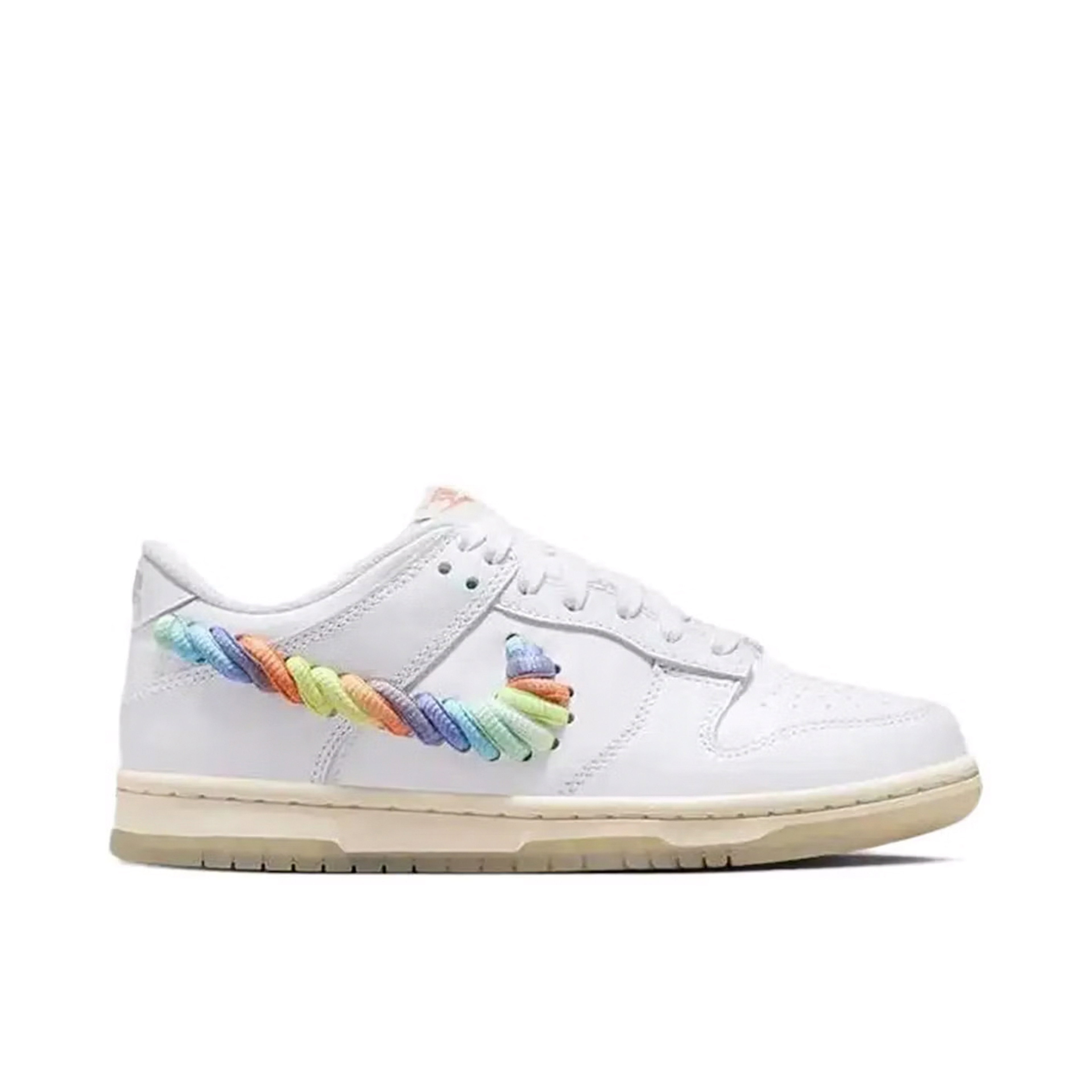 Nike Dunk Low SE Rainbow Lace Swoosh White GS