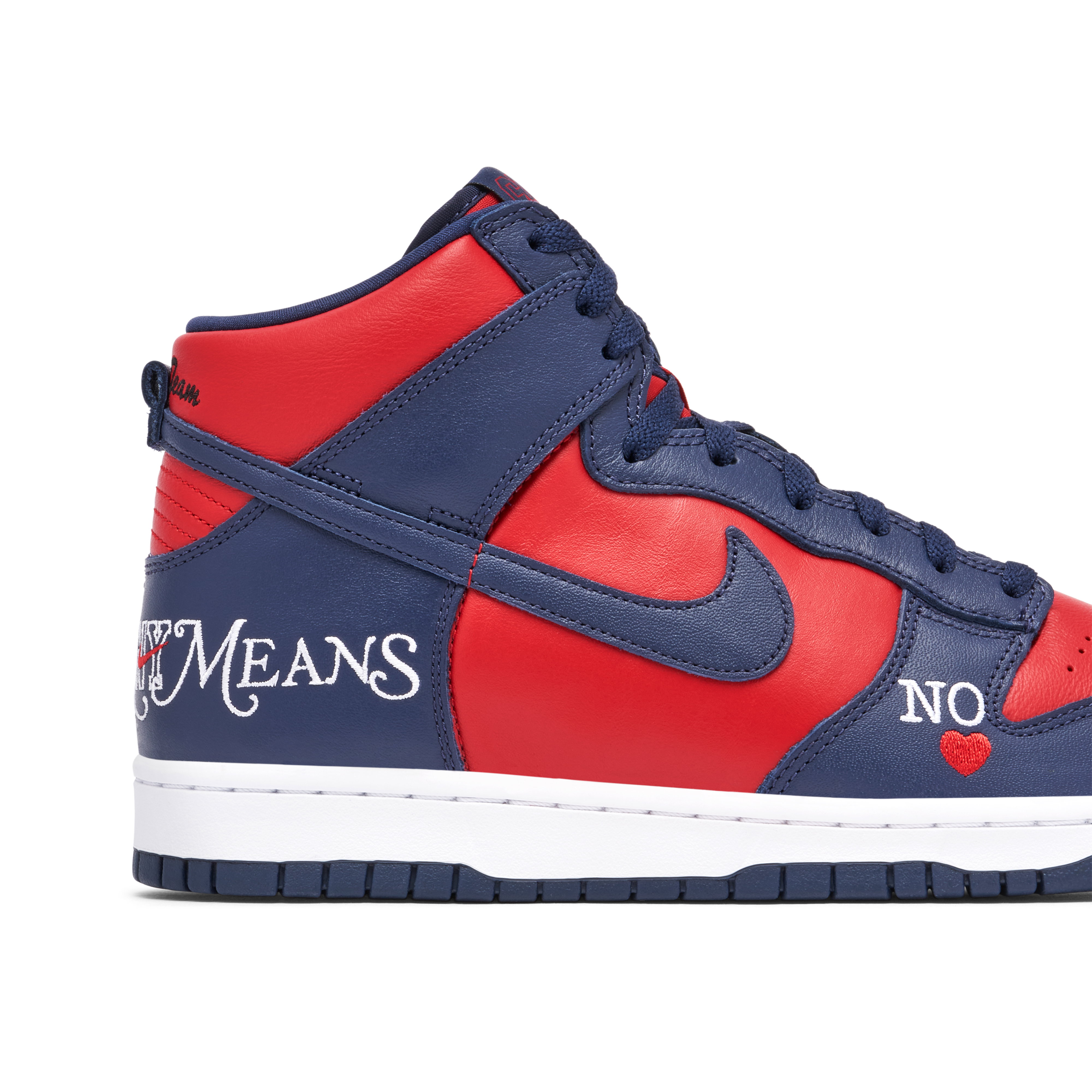 Nike Dunk High Supreme ネイビー/レッド 9.5 Supreme x Nike SB Dunk High By Any Means Red Navy | DN3741-600 | Laced