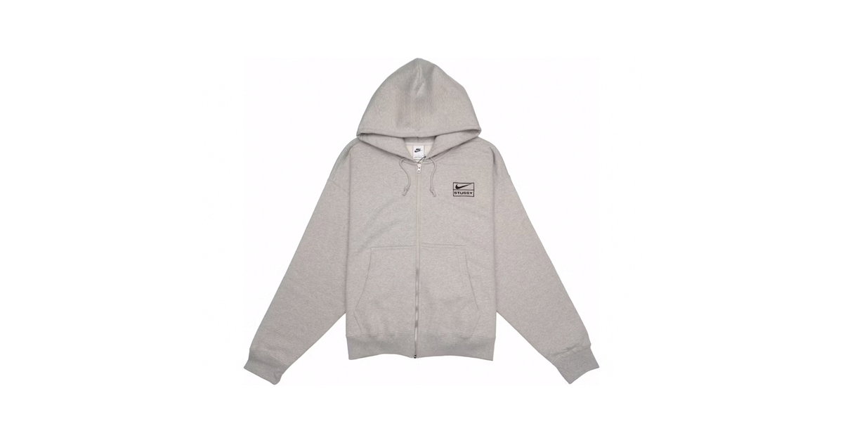 Stussy x Nike Fleece Zip Hoodie Grey Heather | FJ9181-050 | Laced