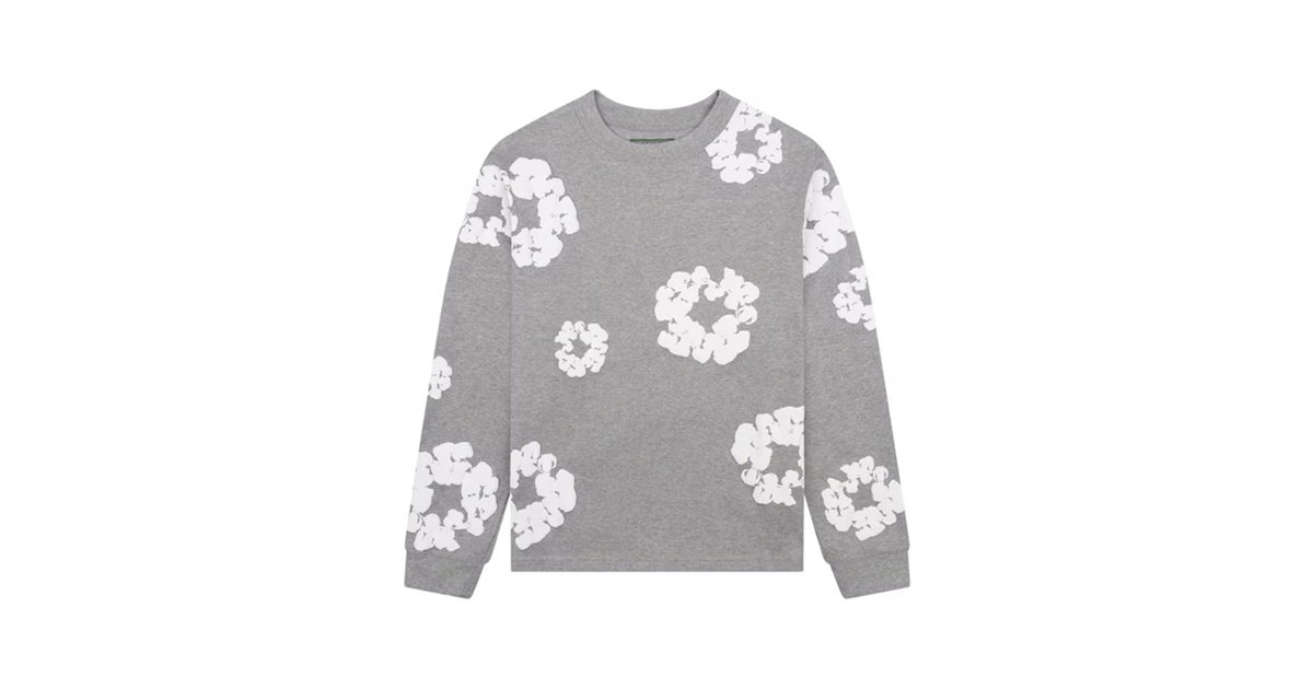 Denim Tears Long Sleeve Cotton Wreath T-shirt Grey | DENIM-TEARS 
