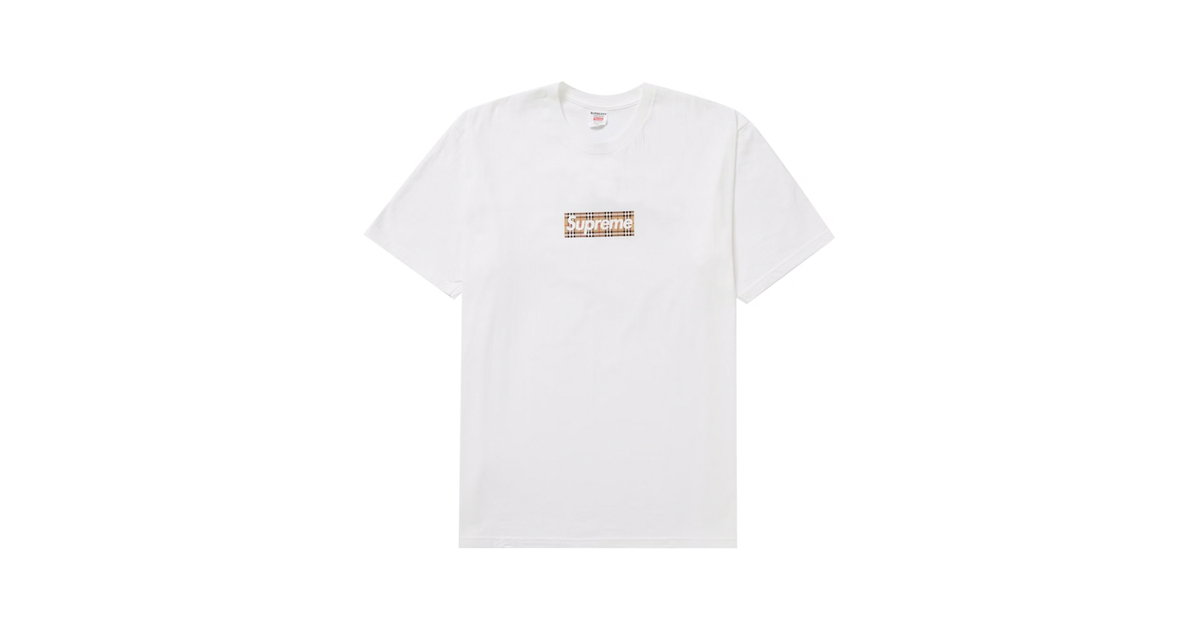 Supreme Burberry Box Logo Tee White | SUPREME-00047 | Laced