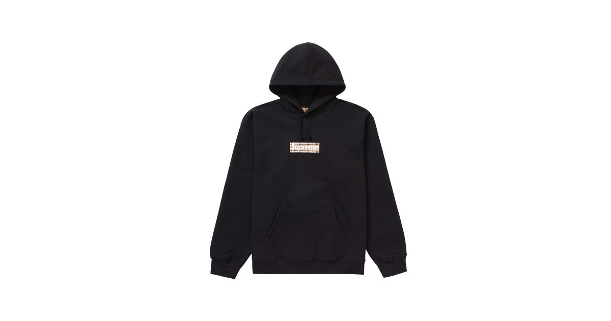 Supreme Burberry Box Logo Hooded Sweatshirt Black | SUPREME-00241
