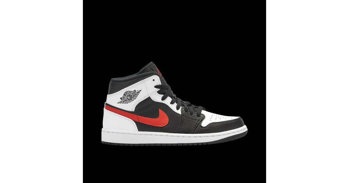 Air Jordan 1 Mid Black Chile Red White | 554724-075 | Laced
