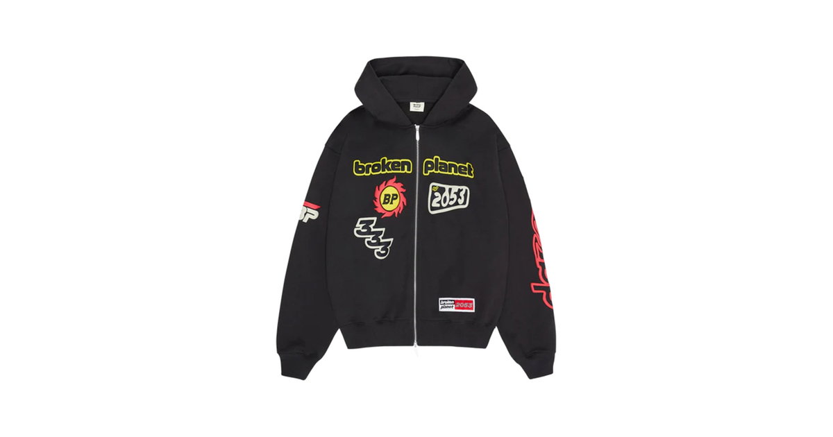 Broken Planet Performance Zip Up Hoodie Soot Black | BROKEN-PLANET
