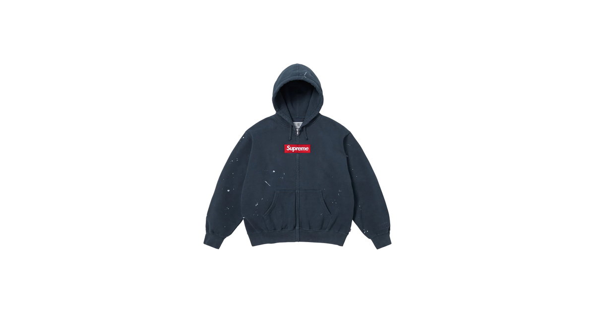 Supreme MM6 Maison Margiela Box Logo Zip Up Hooded Sweatshirt Navy