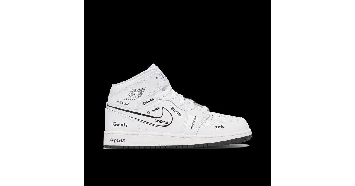 Air Jordan 1 Mid Schematic GS | DQ1864-100 | Laced