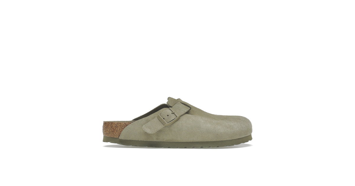 Birkenstock Boston Soft Footbed Suede Faded Khaki | 1019054 | Laced