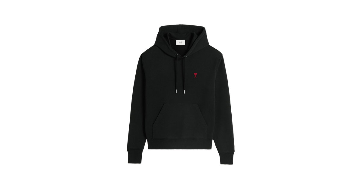 ami paris フーディパーカーXS Ami Paris De Coeur Boxy Fit Hoodie Black Red | BFUSW235730001 | Laced