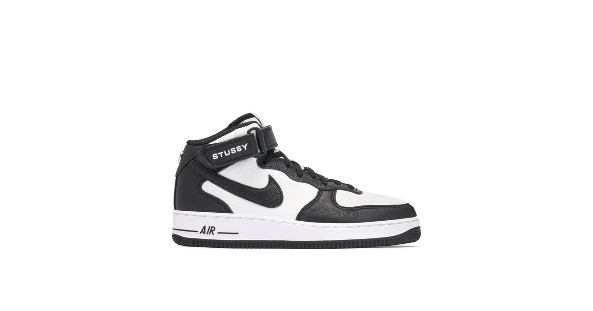 Stussy x Nike Air Force 1 Mid Black White | DJ7840-002 | Laced