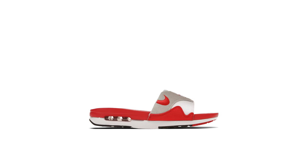 New Nike Air Max 1 Slide White University Red Black DH0295-103 Size 9 NIKE AIR MAX 1 SLIDES SLIDE UNIVERSITY RED WHITE TECH FOAM  main image 2