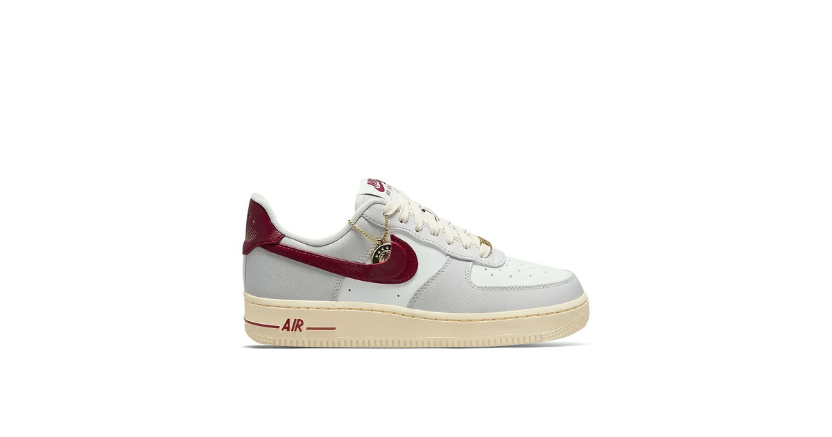 Nike Air Force 1 Low Gold Hang Tag White Red Womens | DV7584-001 | Laced