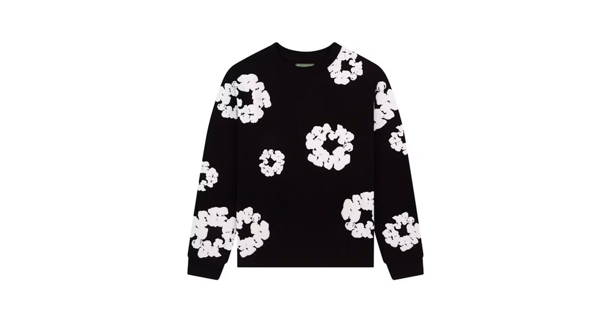 Denim Tears Long Sleeve Cotton Wreath T-shirt Black | DENIM-TEARS