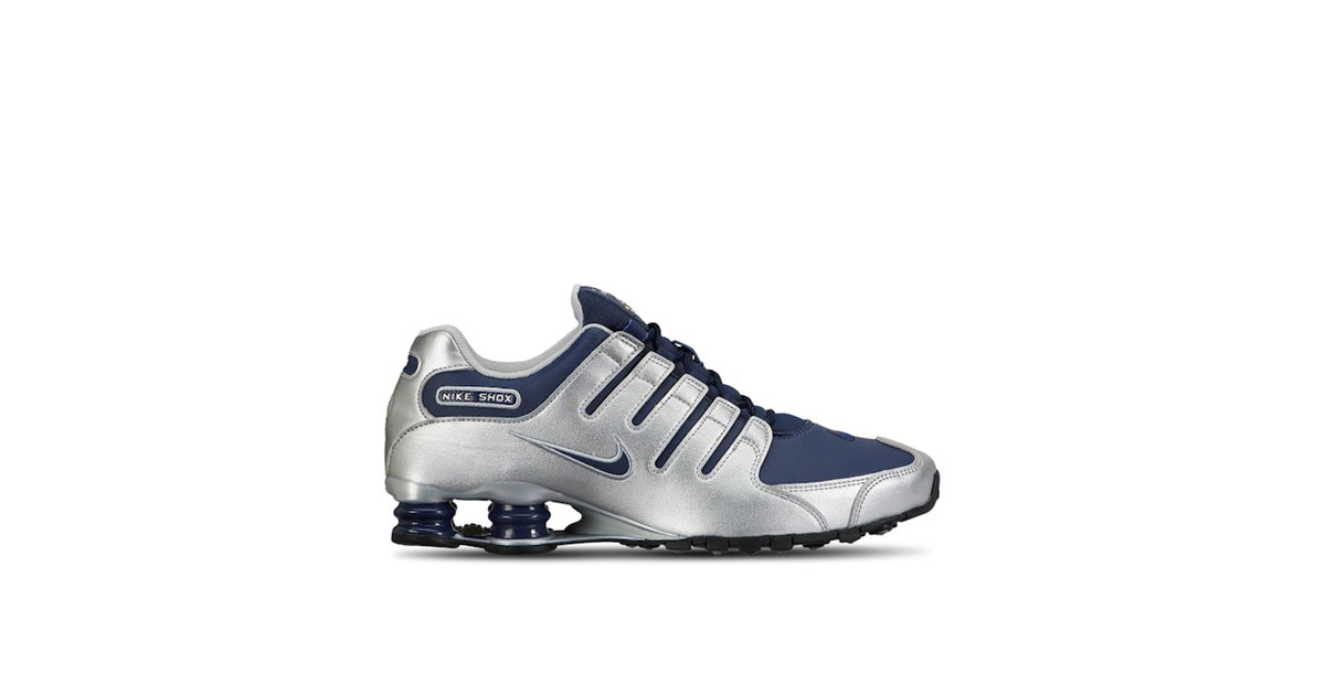 Nike Shox NZ Shoes Midnight Navy Silver Black Sneakers 378341-402 Mens Size 9.5 Shox Nz Metallic Silver Midnight Navy – Black Box main image 2