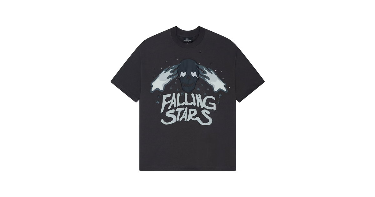 Broken Planet Falling Stars T-Shirt Soot Black | BROKEN-PLANET