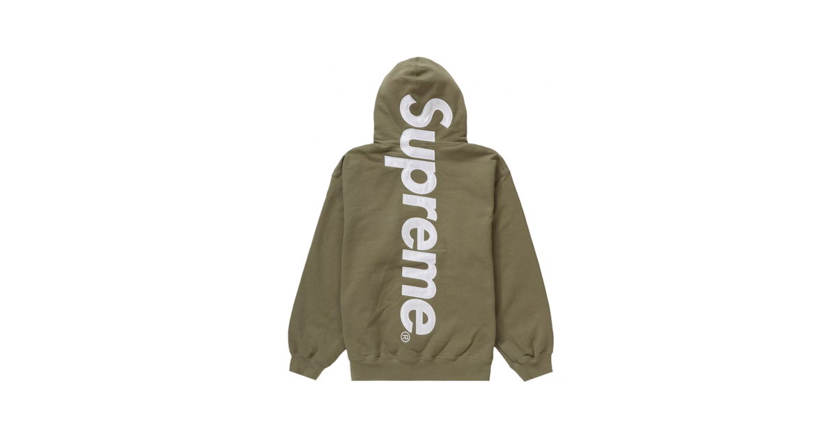Supreme Satin Appliqué Hooded Sweatshirt (FW23) Light Olive