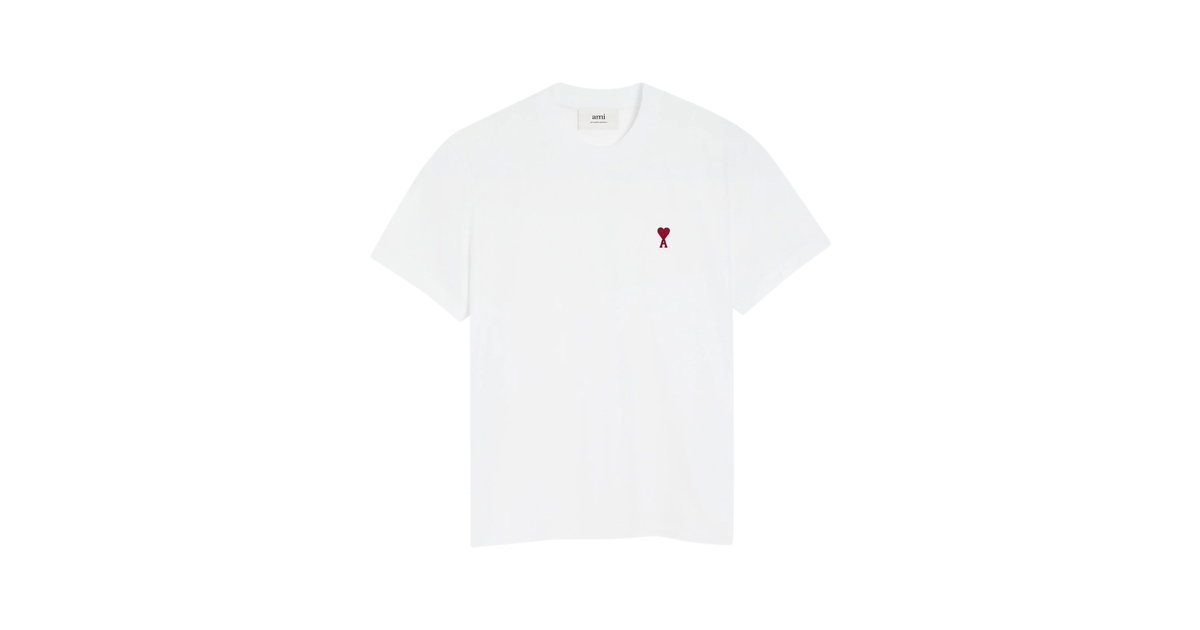 Ami Paris White Red De Coeur Cotton T-Shirt | BFUTS001724-100 | Laced